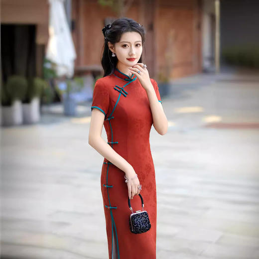 ZAYS2024夏季年轻款改良文艺复古气质淑女新中式提花短袖旗袍 商品图3