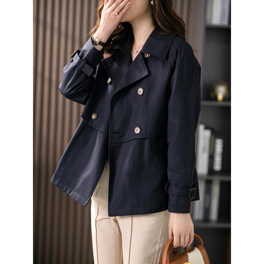 85105原形双排扣西装领风衣女短款2024春季新款韩版设计感气质外套上衣 商品图2