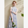 优雅挂脖荷叶边碎花连衣裙新款立领无袖A字型长裙V0740512 商品缩略图2