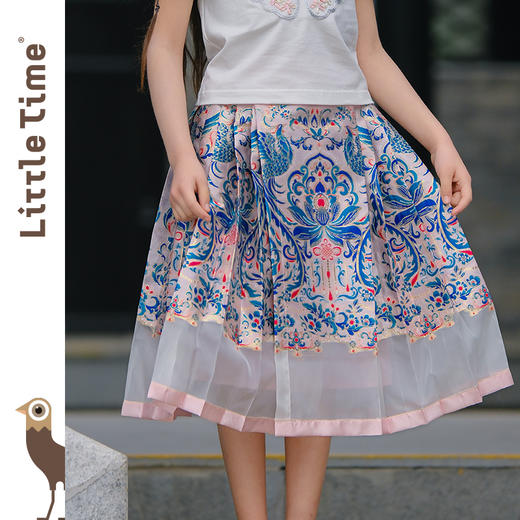 littletime女童汉服2024春夏装新款粉色凤凰马面裙高级感儿童裙子 商品图3