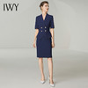 IWY/藏青色短袖连衣裙女夏季高级感新款裙子职场前台职业OL裙子242027Q1 商品缩略图2