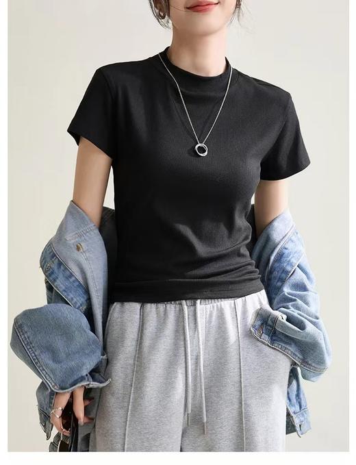 心水显瘦小螺纹经典款短袖纯色舒适打底tee！ 商品图9