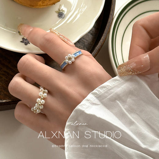 鹿鹿推荐·设计感珍珠花朵戒指（2件套） 商品图2