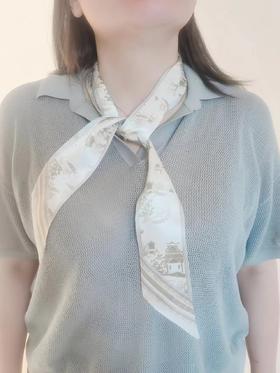 零字纹印花真丝飘带