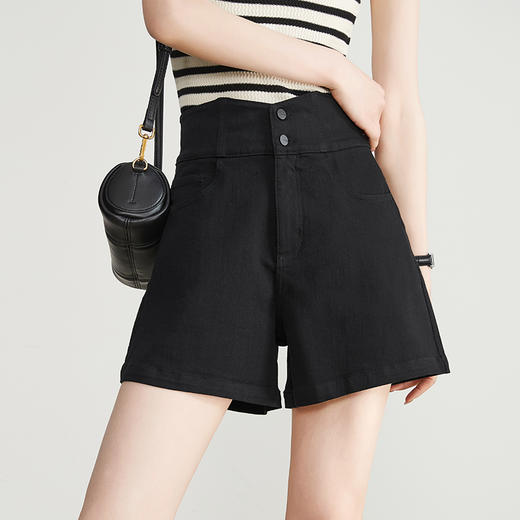 逸阳V字高腰a字牛仔短裤女夏季2024款显瘦小个子裤子0188 商品图4