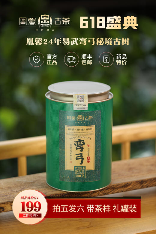 凰馨古茶【24年弯弓200克罐装】普洱茶 商品图2