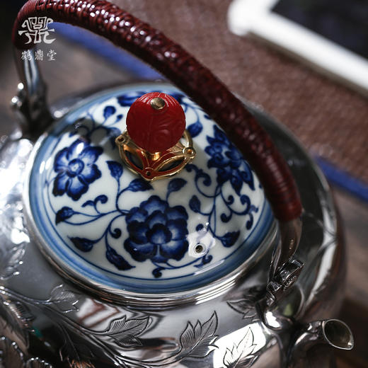 鹤鼎堂闻天系列闻天鱼丽錾刻繁花似锦汤沸（银色）（缺货） 商品图1