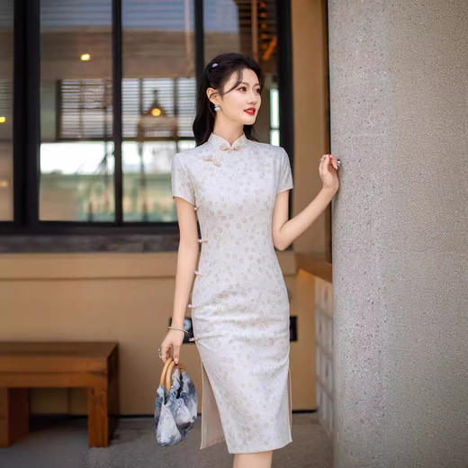 ZAYS年轻款蕾丝中长旗袍2024夏季改良少女气质小清新修身显瘦日常旗袍 商品图1