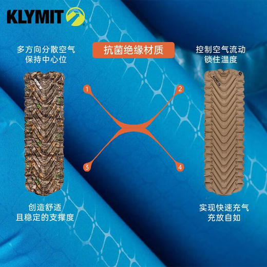 Klymit StaticV超轻量隔热充气睡垫户外露营便携舒适防潮睡垫充气睡垫 单人款-岩石棕 商品图4