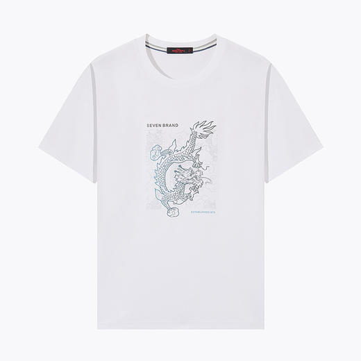 【5A抗菌2A防螨】柒牌男装短袖T恤男夏季新款生肖龙印花圆领上衣126T71540 商品图4