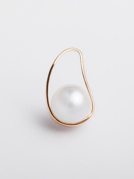 LUCINE 晨露18K黄金项链女单颗白色正圆淡水珍珠吊坠锁骨可调节链 商品图3