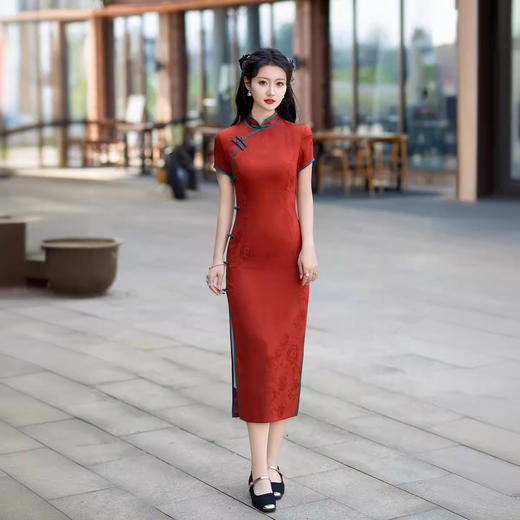 ZAYS2024夏季年轻款改良文艺复古气质淑女新中式提花短袖旗袍 商品图2