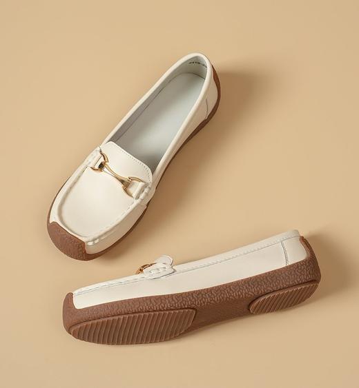 真皮复古金属扣时尚女单鞋，超软牛皮定制鞋面，牛筋防滑鞋底 商品图5