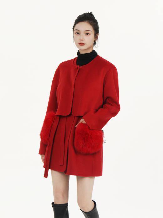 微瑕秒杀| 盛唐牡丹|羊绒皮草系带套装[特价品](特殊商品不退不换) 商品图1