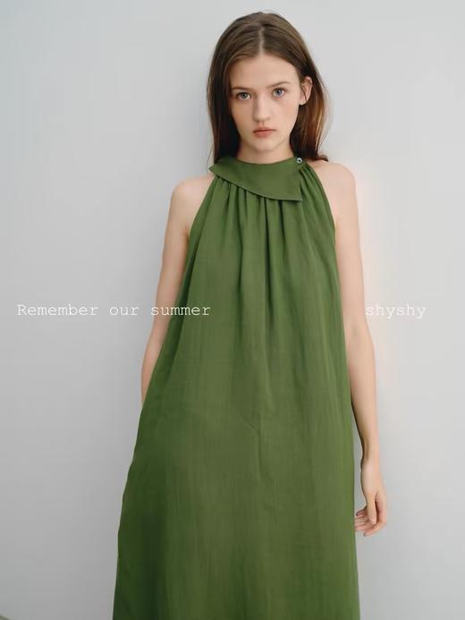 shyshystill/shy202404045/夏日高品质亚麻凉爽挂脖两色遮副乳长裙连衣裙 商品图1