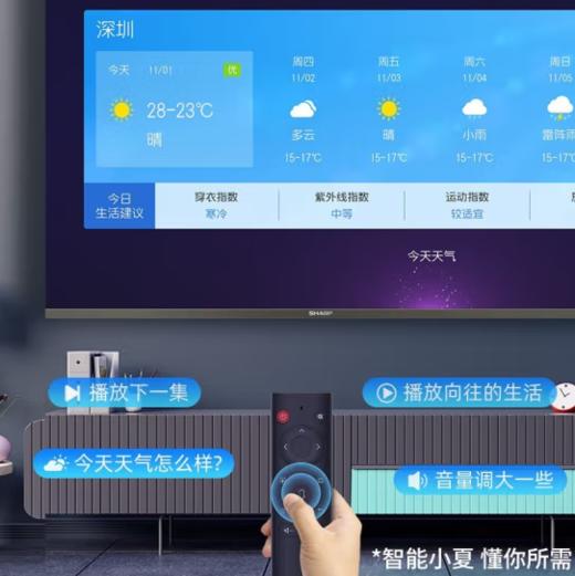 SHARP 夏普(13424) 4T-C75U5DA 75英寸 2G+32G大内存 蓝牙语音遥控 全面屏4K超高清HDR10智能液晶平板电视机 商品图0