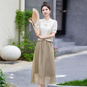 新中式国风碎花，改良旗袍两件套HR-MEIQIN6069