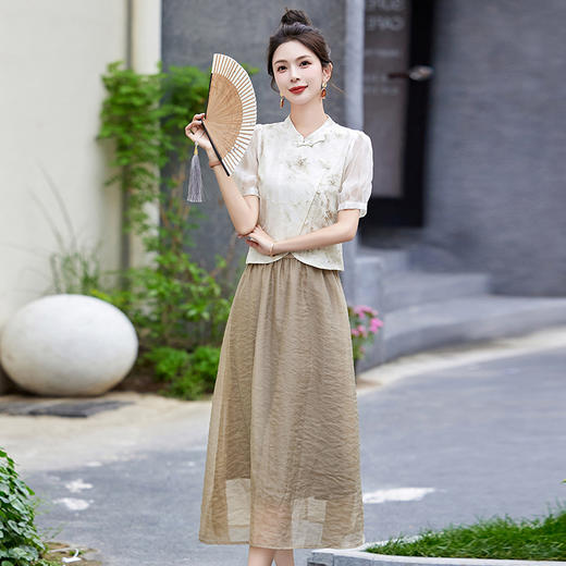 新中式国风碎花，改良旗袍两件套HR-MEIQIN6069 商品图0