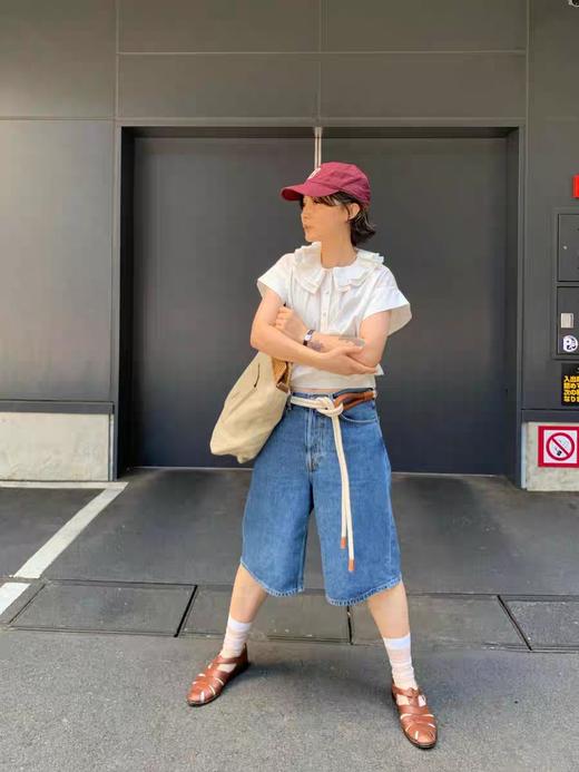 WOKERKER/Y0040/系简约风大人感廓形袖收下摆三色上衣荷叶领衬衫 商品图4