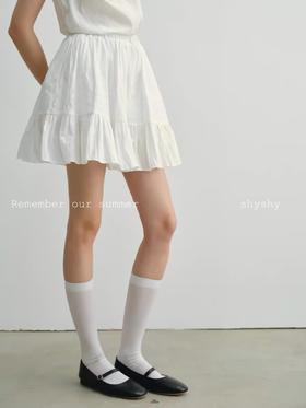 shyshystill/shy202404005/松紧压褶特殊工艺棉质蛋糕短裙内袋防走光短裤