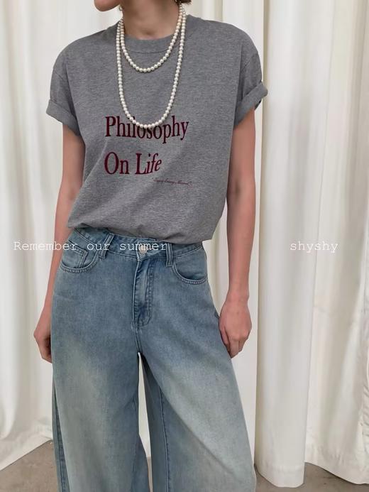 shyshystill/shy202404028/柔软棉质感植绒工艺印花短袖 商品图1