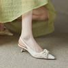 【预售5天】2024夏季新款包头仙女风蝴蝶结后空气质尖头细跟高跟凉鞋女MT&MML7318 商品缩略图0