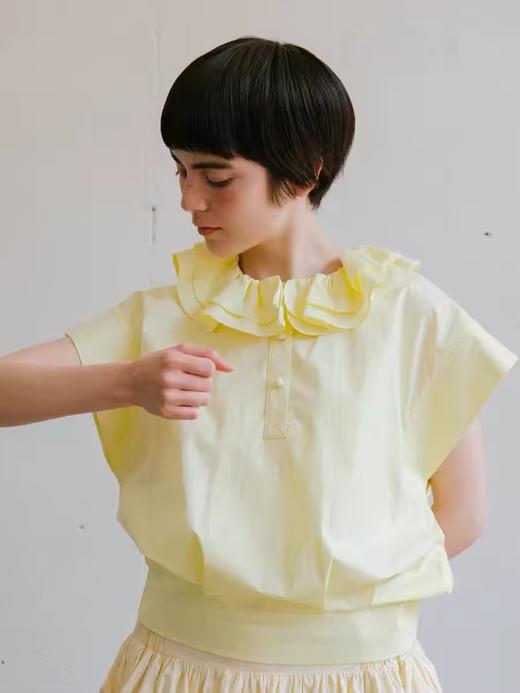 WOKERKER/Y0040/系简约风大人感廓形袖收下摆三色上衣荷叶领衬衫 商品图2