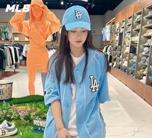 MLB男女情侣棒球服刺绣logo贴标印花T恤外套潮夏季3ABS00221 商品图1