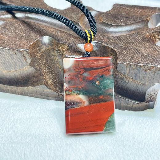 血石无事牌 尺寸约3.5-4cm（款式随机结缘，默认打孔配手工绳/颜色花纹各异） 商品图0