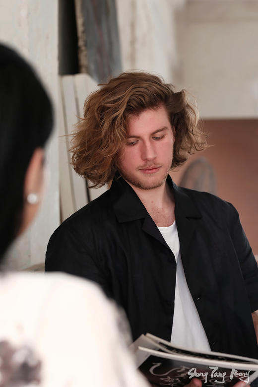 盛唐牡丹 |男款尝鲜价 |男士古巴领亚麻短袖衬衫-黑色 商品图1