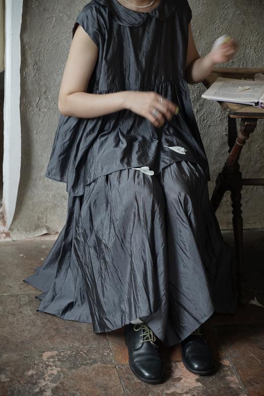 apuntob 真丝毛边领缩褶上衣衬衫 商品图10