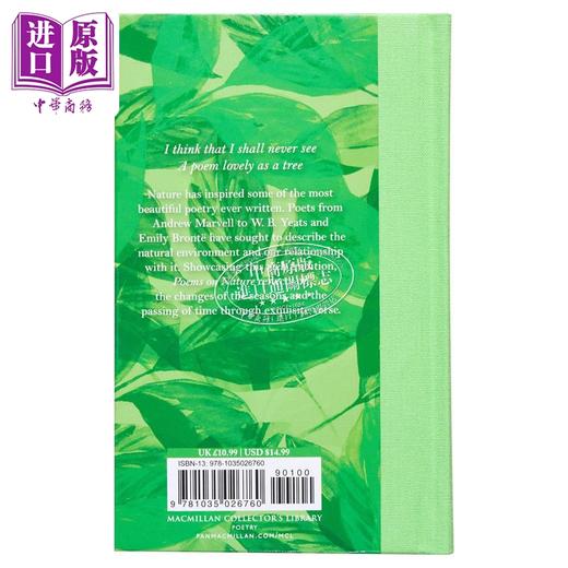 【中商原版】Collectors Library系列 关于自然的诗歌 Poems on Nature 英文原版 Helen MacDonald 叶芝 艾米丽勃朗特 商品图2
