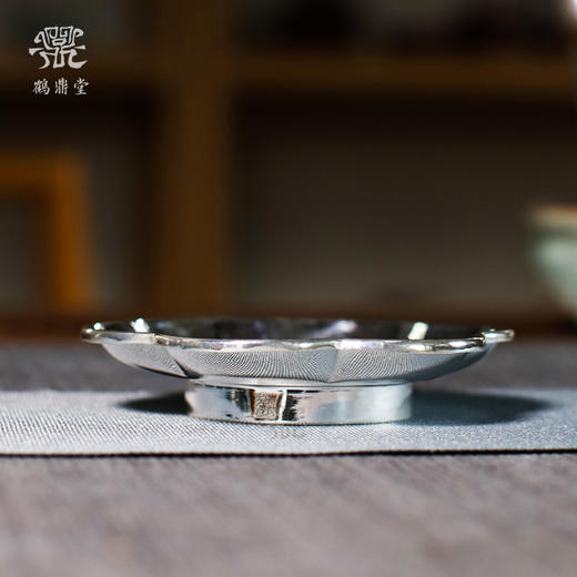 鹤鼎堂闻天系列采薇錾刻福杯碟（银色）（缺货） 商品图2