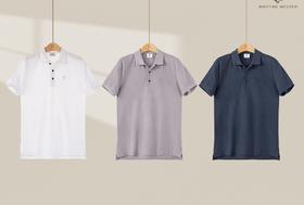 Martine Wester 男70支全棉双股珠地棉横机领短袖POLO  11013031