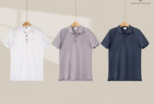 Martine Wester 男70支全棉双股珠地棉横机领短袖POLO  11013031 商品图0
