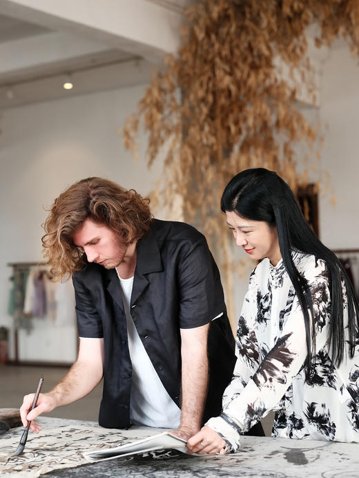 盛唐牡丹 |男款尝鲜价 |男士古巴领亚麻短袖衬衫-黑色 商品图2