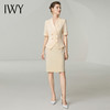 IWY/杏黄色短袖连衣裙女夏季高级感新款裙子职场前台职业OL裙子242027Q1 商品缩略图4