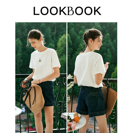 OLrain欧芮儿粉色短袖T恤女夏季通勤立体精致珠片绣上衣圆领体恤 商品图5