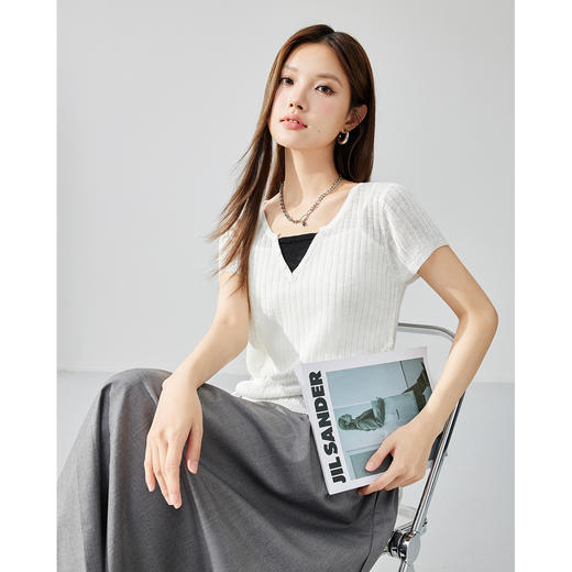 IEF/爱依服夏季假两件抽绳设计显瘦气质时尚百搭小众上衣B5033- 商品图6