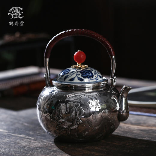 鹤鼎堂闻天系列闻天鱼丽錾刻繁花似锦汤沸（银色）（缺货） 商品图0