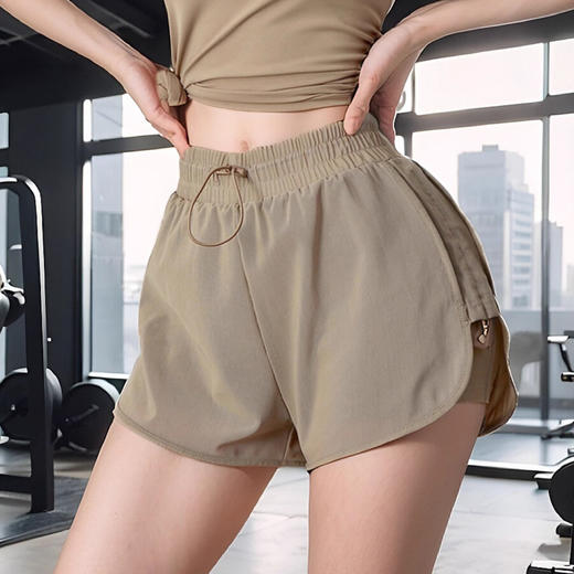 【限时秒】YOGACODE【火树银花系列】 欧美网纱假两件抽绳运动短裤DSS751 商品图0