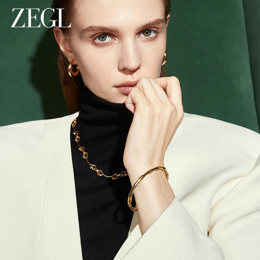 ZEGL金色竹节手镯女简约高级感轻奢小众精致2024年新款潮手链手饰 商品图2