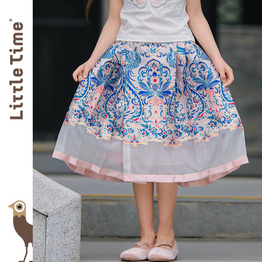 littletime女童汉服2024春夏装新款粉色凤凰马面裙高级感儿童裙子 商品图0