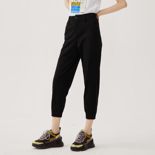 谜底休闲裤女2024秋款百搭运动感束脚宽松萝卜裤九分裤247MK5061 商品图1