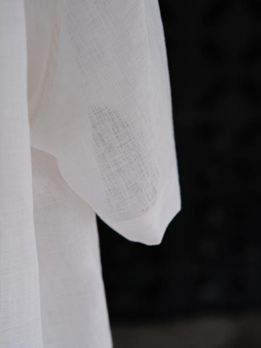 盛唐牡丹 |男款尝鲜价 |男士古巴领亚麻短袖衬衫-白色 商品图2