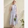 优雅挂脖荷叶边碎花连衣裙新款立领无袖A字型长裙V0740512 商品缩略图4