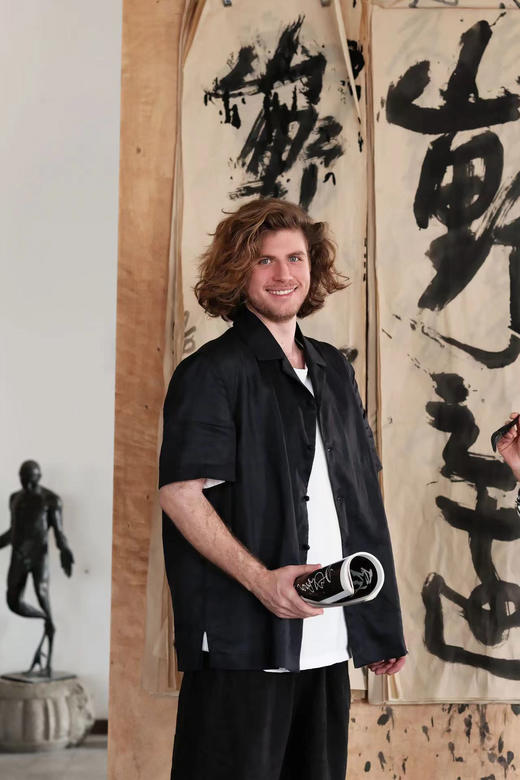 盛唐牡丹 |男款尝鲜价 |男士古巴领亚麻短袖衬衫-黑色 商品图0