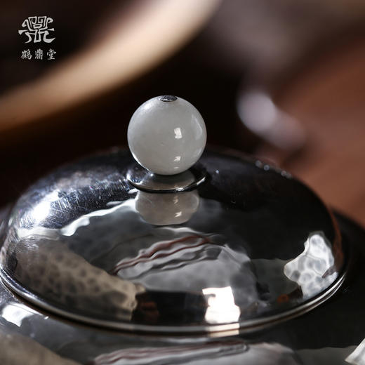 鹤鼎堂闻天系列泽陂急须錾刻瓜瓞绵绵(银色) 槌目纹/ 麻纹（缺货） 商品图4