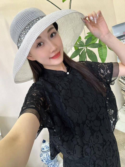 介面夏季帽子合集  孤品放漏~  优雅大气、端庄典雅！好的穿搭少不了一顶高颜值帽子|全脸防晒一帽兼顾~ 商品图5