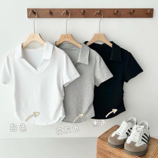 🌈【定制款！掐腰显瘦翻领短袖】✅翻领+polo领+正肩+弧边+褶皱掐腰！ 商品图2